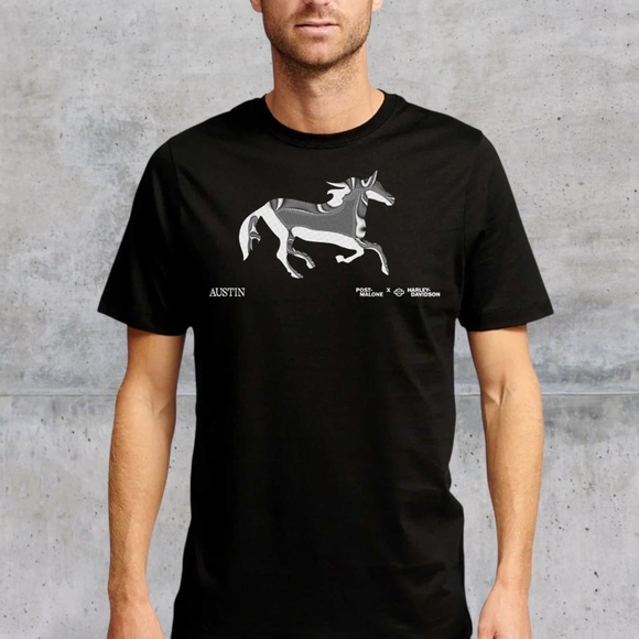 Post Malone X Harley Davidson Austin Chrome Horse Limited Edition T-shirt XXL - Picture 2 of 9